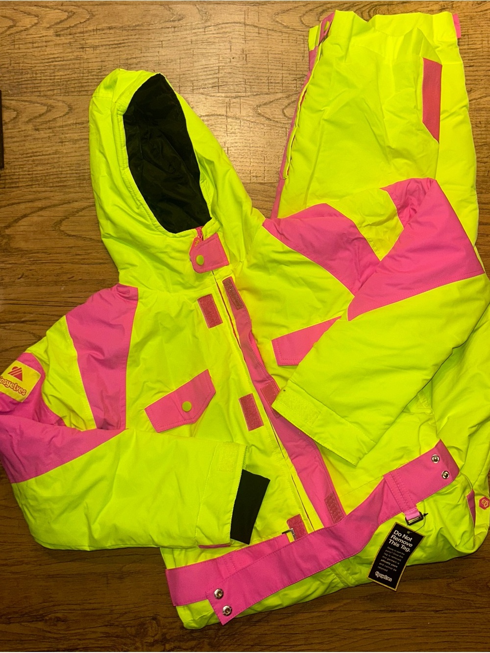 Tipsy Elves Neon Yellow and Hot Pink Ski Jacket & Pants Set